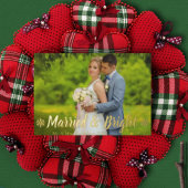 Foto van het huwelijk en van het huwelijk folie feestdagenkaart