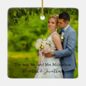 Foto van het huwelijk en van het kruis keramisch ornament (Achterkant)