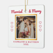 Foto van het huwelijk Modern Gold Keramisch Ornament (Links)