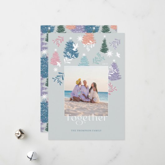 Foto van het kerstboomschildpad feestdagenkaart (Voorkant / Achterkant in situ)