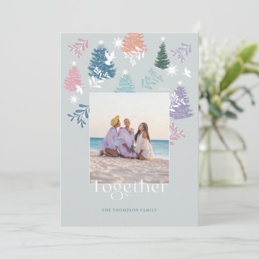 Foto van het kerstboomschildpad feestdagenkaart (Staand voorkant)