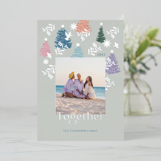 Foto van het kerstboomschildpad folie feestdagenkaart (Staand Voorkant)