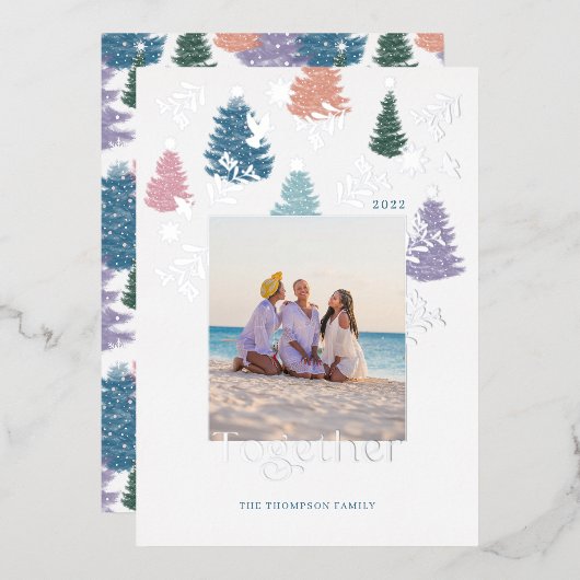 Foto van het kerstboomschildpad folie feestdagenkaart (Voorkant / Achterkant)