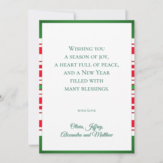 Foto van het kerstgezin Love Peace Joy Holiday Kaa Feestdagenkaart (Achterkant)