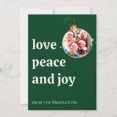 Foto van het kerstgezin Love Peace Joy Holiday Kaa Feestdagenkaart (Voorkant)