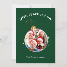 Foto van het kerstgezin Love Peace Joy Holiday Kaa Feestdagenkaart