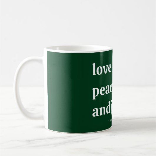 Foto van het kerstgezin Love Peace Joy Holiday Kaa Koffiemok (Links)