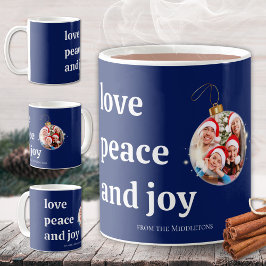 Foto van het kerstgezin Love Peace Joy Holiday Kaa Koffiemok