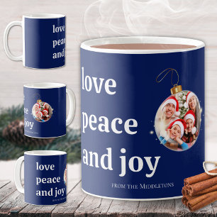 Foto van het kerstgezin Love Peace Joy Holiday Kaa Koffiemok