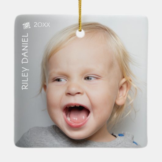 Foto van het kind keramisch ornament (Achterkant)