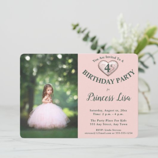 Foto van het kind - uitnodiging op verjaardag - Ro (Staand voorkant)