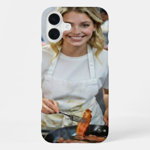 Foto van het koken van bacon aanpassen iPhone 16 plus hoesje