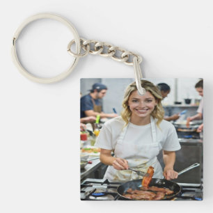 Foto van het koken van bacon aanpassen sleutelhanger