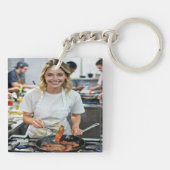 Foto van het koken van bacon aanpassen sleutelhanger (Achterkant)