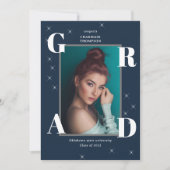 Foto van het marinenblauw Afstuderen met mousseren Aankondiging (Voorkant)