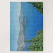 Foto van het meer blauw water en Evergreen Trees Legpuzzel (Verticaal)