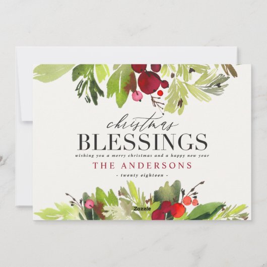 Foto van het meest mooie kerstblad met waterverf feestdagenkaart (Achterkant)