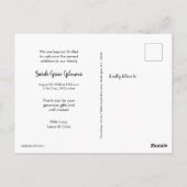 Foto van het meisje met handbrief, bedankt briefkaart (Achterkant)