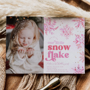 Foto van het meisje Winter Verjaardag Uitnodiging