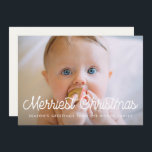 Foto van het Merriest Kerstrecroscript Feestdagenkaart<br><div class="desc">Vrolijk kerstkaartje! Een moderne typografie voor dit collectie van fotokaarten. Aanpassen met je favoriete afbeelding. U kunt de kleur van de doopvont of de geometrische achtergrond ook gemakkelijk veranderen.</div>