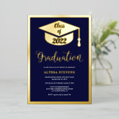 Foto van het moderne afstuderen van de marine folie uitnodiging (Staand Voorkant)