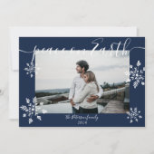 Foto van het moderne blauw kerstscript met blauw k feestdagenkaart (Voorkant)