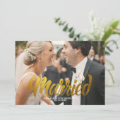 Foto van het moderne Gold Script-gehuwd Hartelijk Kaart (Staand voorkant)