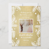 Foto van het moderne gouden kersthuwelijk feestdagenkaart (Achterkant)