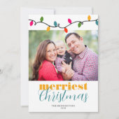 Foto van het moderne kleurrijke kerstlampje feestdagenkaart (Voorkant)