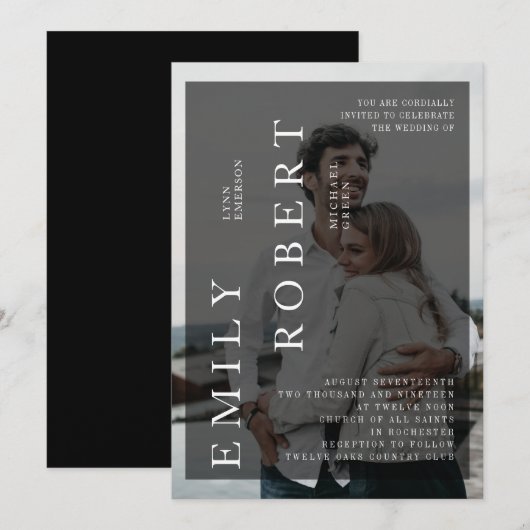 Foto van het moderne minimalistische huwelijk kaart (Voorkant / Achterkant)