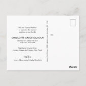 Foto van het moderne nieuwe jaar roze babymeisje briefkaart (Achterkant)