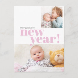 Foto van het moderne nieuwe jaar roze babymeisje briefkaart