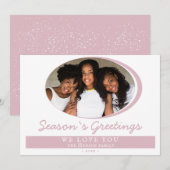 Foto van het moderne roze seizoen Foto Feestdagenkaart (Voorkant / Achterkant)