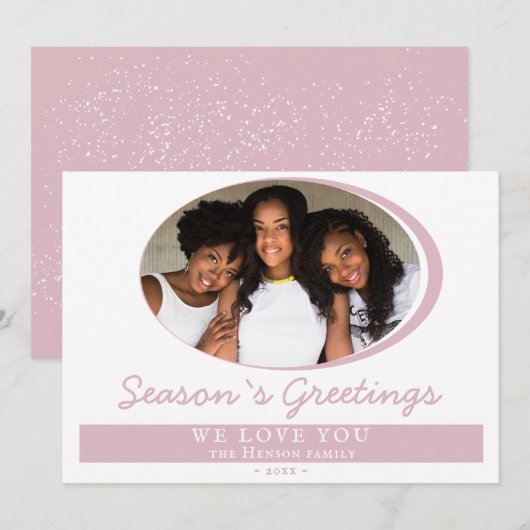 Foto van het moderne roze seizoen Foto Feestdagenkaart (Voorkant / Achterkant)