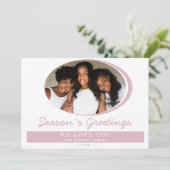 Foto van het moderne roze seizoen Foto Feestdagenkaart (Staand voorkant)