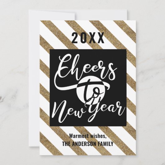 Foto van het moderne script Gold Black Feestdagenkaart (Voorkant)