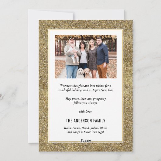 Foto van het moderne script Gold Black Feestdagenkaart (Achterkant)