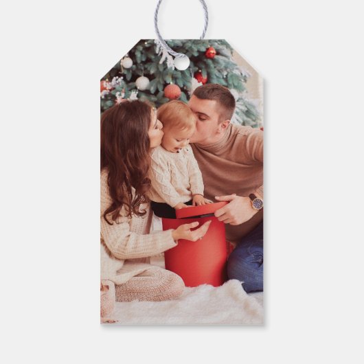 Foto van het moderne script "Merriest Kerstmis" Cadeaulabel (Achterkant)