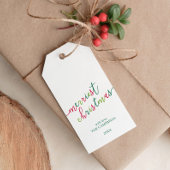 Foto van het moderne script "Merriest Kerstmis" Cadeaulabel