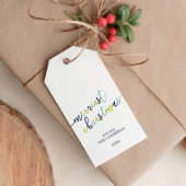 Foto van het moderne script "Merriest Kerstmis" Cadeaulabel