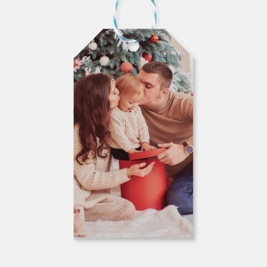 Foto van het moderne script "Merriest Kerstmis" Cadeaulabel (Achterkant)