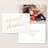 Foto van het moderne script "Merriest Kerstmis" Folie Kaarten (Display)