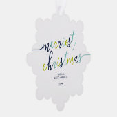 Foto van het moderne script "Merriest Kerstmis" Ornament Kaart (Rechts)