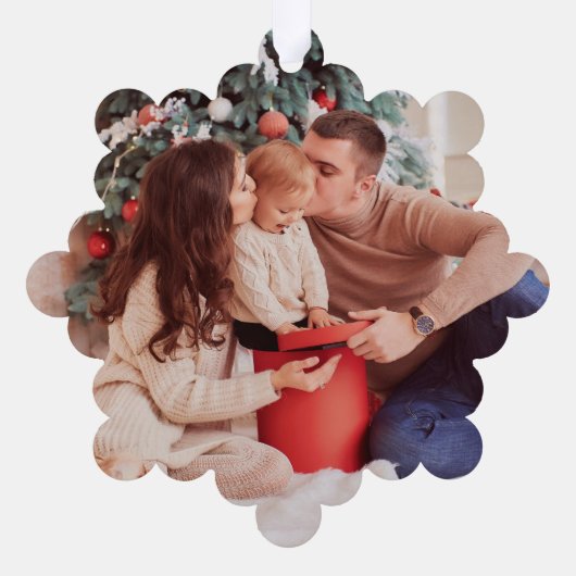 Foto van het moderne script "Merriest Kerstmis" Ornament Kaart (Achterkant)