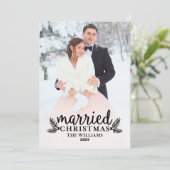 Foto van het moderne zwarte kersthuwelijk feestdagenkaart (Staand voorkant)