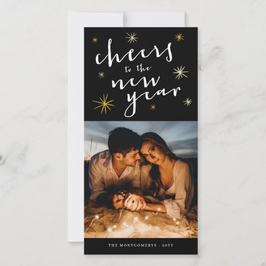 Foto van het nieuwe jaar begint met Fireworks Feestdagenkaart (Voorkant)