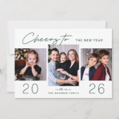 Foto van het nieuwjaar 2023 Festive Green 3 Feestdagenkaart (Voorkant)