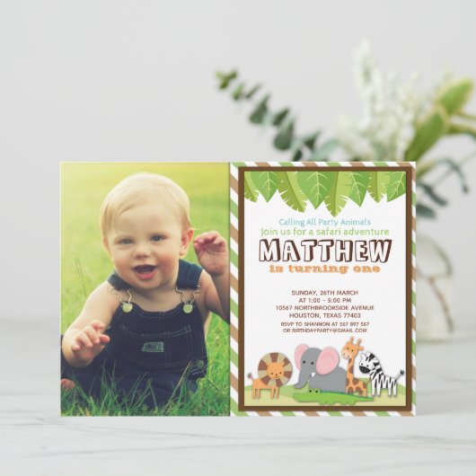 Foto van het Oerwoud Safari Birthday Kaart (Staand voorkant)