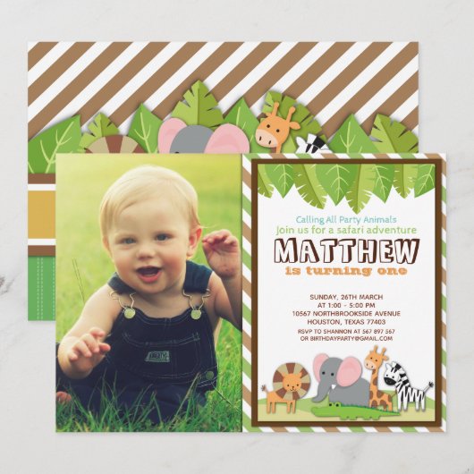 Foto van het Oerwoud Safari Birthday Kaart (Voorkant / Achterkant)