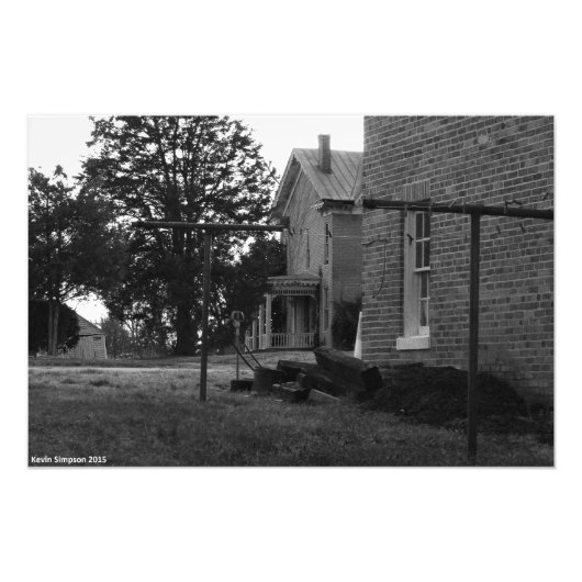 Foto van het Oude Huis Zwart-wit Afdruk (Voorkant)